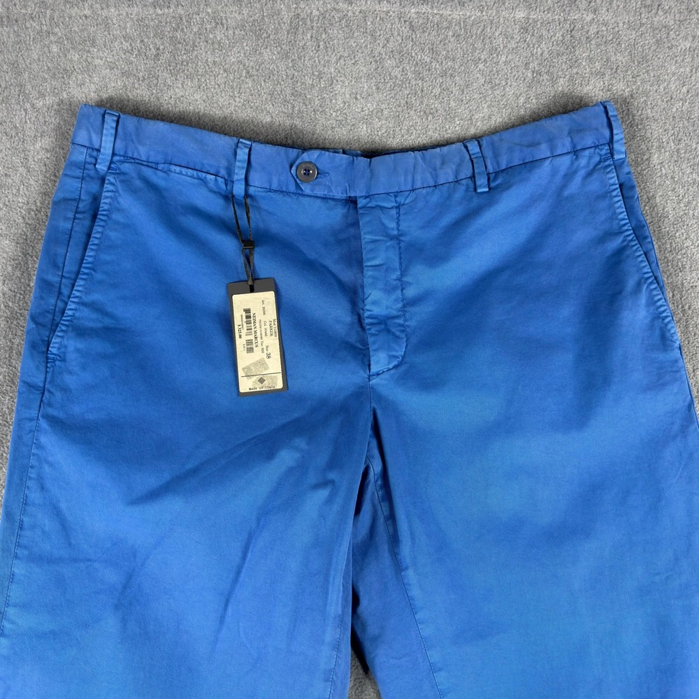 Zanella NWT Chinos‎ Casual Pants Size 38 Solid Blue Cotton Blend